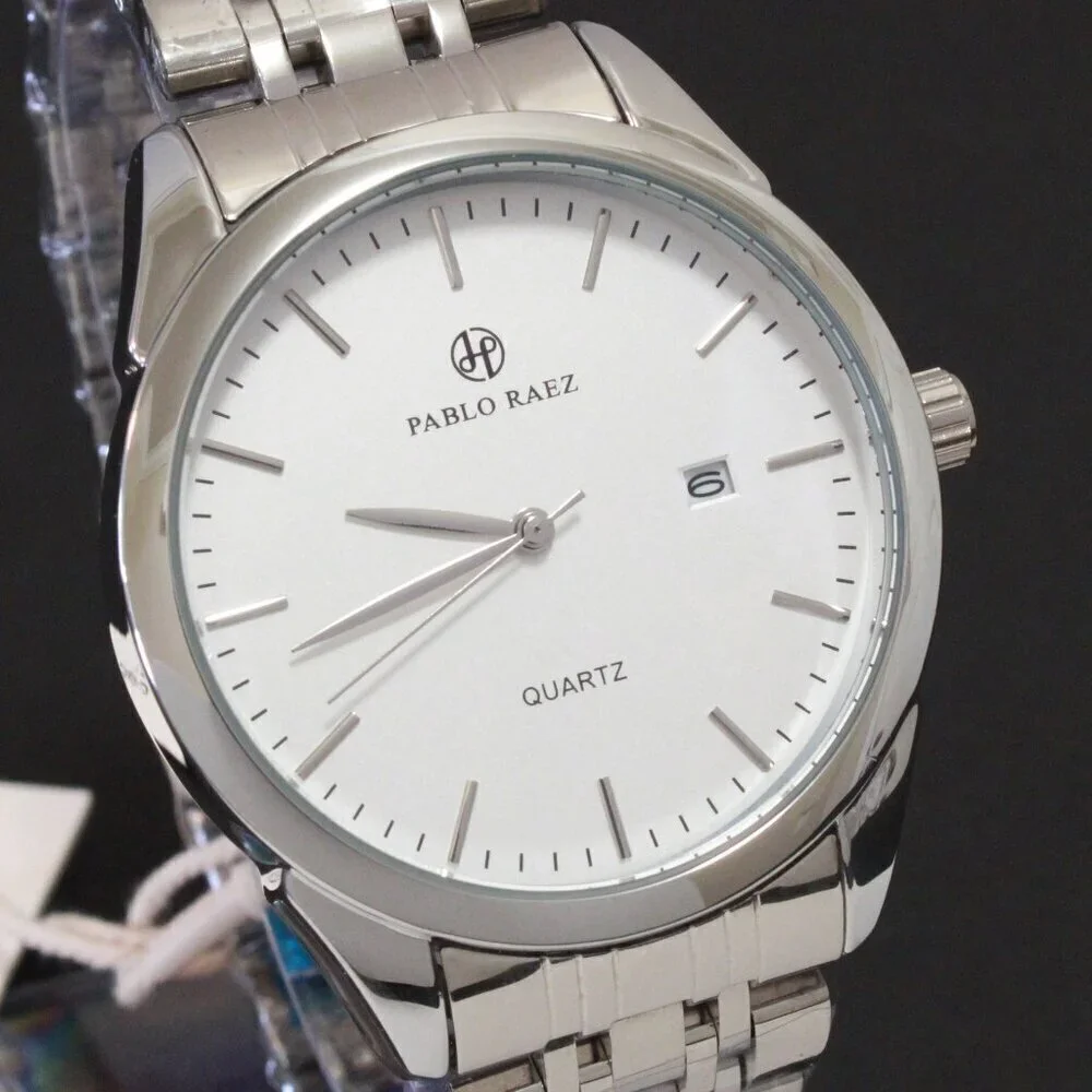 Men's Casual Fashion Watch Silver Tone Butterfly Clasp 40mm